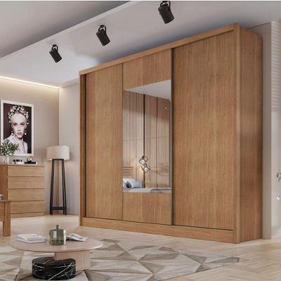 Guarda Roupa Casal Ambiente Medelim 3 Portas 6 Gavetas Cumaru 23 Com Espelho - Novo Horizonte