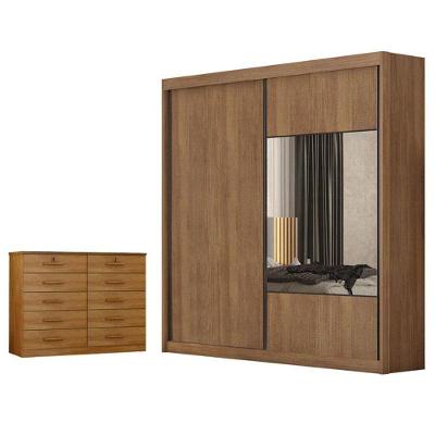 Guarda Roupa Casal Sienna Com Espelho E Gaveteiro Milão Com Chave Cumaru 23 - Novo Horizonte