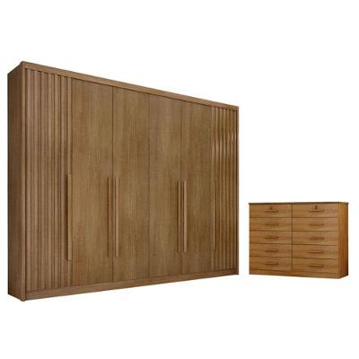 Guarda Roupa Casal Ripado Bragança E Gaveteiro Milão Com Chave Cumaru 23 - Novo Horizonte