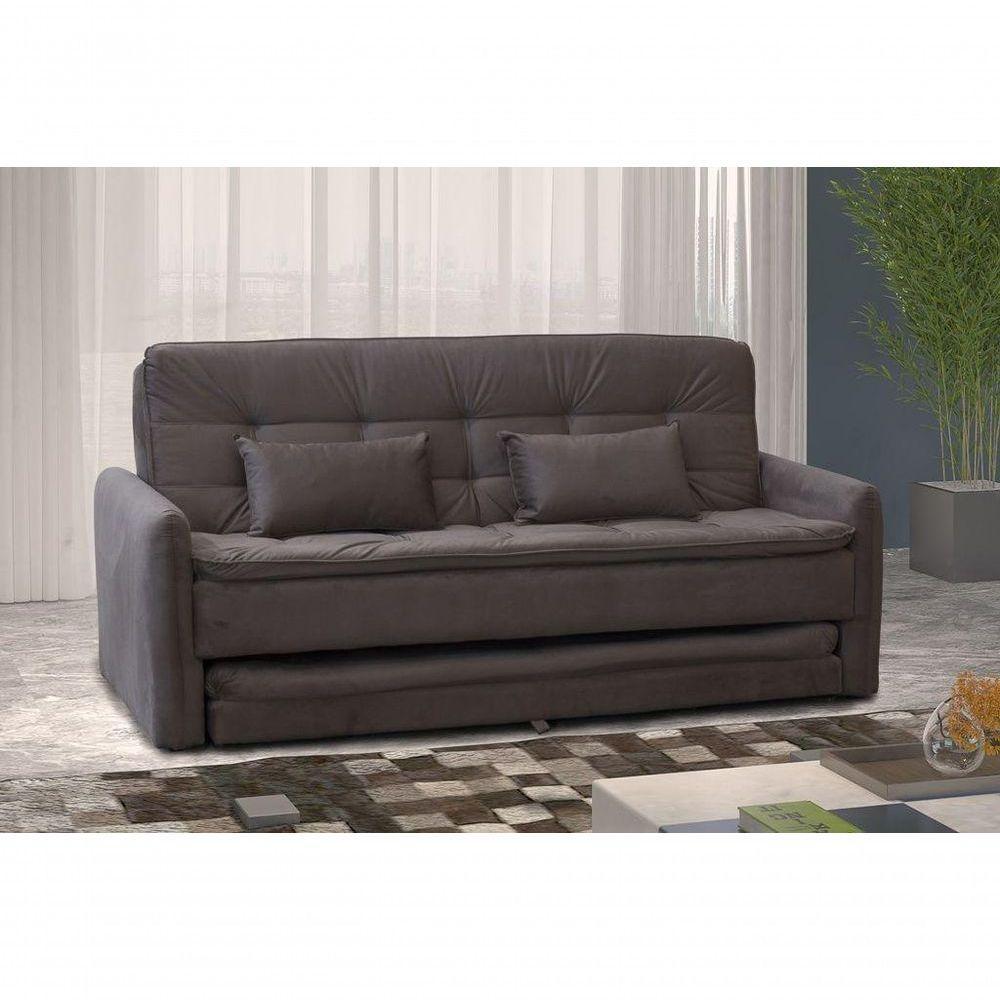 Sofá Cama Reclinável Com Cama Auxiliar Madalena - New Chumbo Light - 2