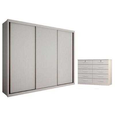 Guarda Roupa Casal Palazzo E Gaveteiro Milão Com Chave Neve - Novo Horizonte
