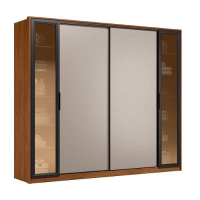 Guarda Roupa Casal Laredo D44910k Nogueira Nude Prime Tx Flex Com Vidro Reflecta Demóbile - Demartêz