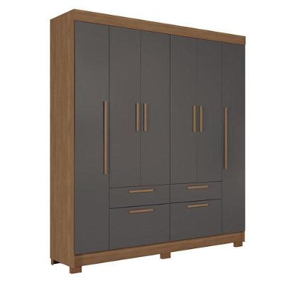 Guarda Roupa Casal 6 Portas Guarapuava Jatobá Grafite - Santos Andirá