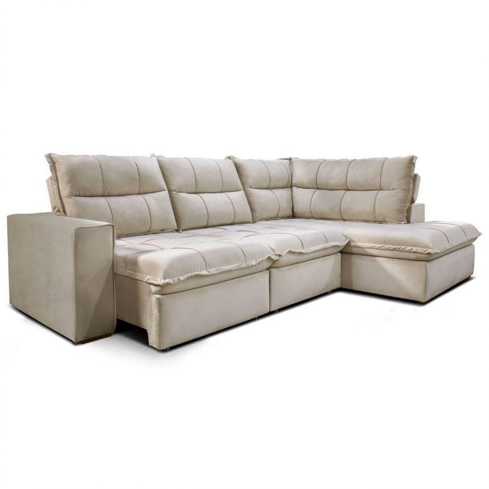 Sofá Solar Campus Com 2 Lugares Direito E Chaise Esquerdo Gralha Azul Bege - 1