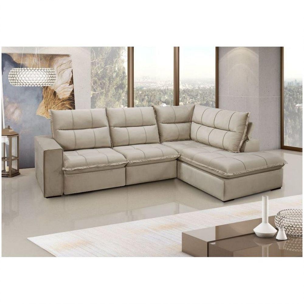 Sofá Solar Campus Com 2 Lugares Direito E Chaise Esquerdo Gralha Azul Bege - 2