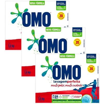 Kit 3 Sabão Em Pó Omo Lavagem Perfeita 1.6kg