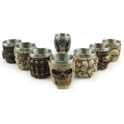 Coleção Copo De Shot Em Aço Inox E Resina Modelos Caveira