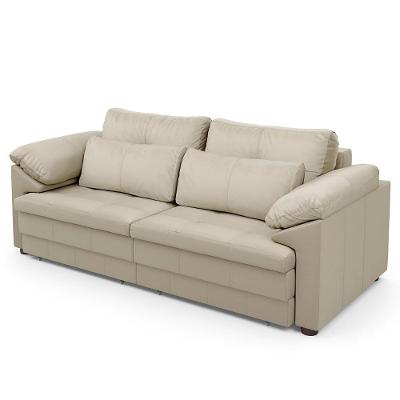 Sofá Retrátil 2 Lugares Para Sala 215cm Dijon Couro Creme S07 - Mpozenato