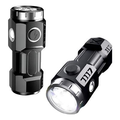 Lanterna Tática Recarregável Com Imã Mini Lanterna Led 100lm 6 Leds, 3 Modos, Water Resistant