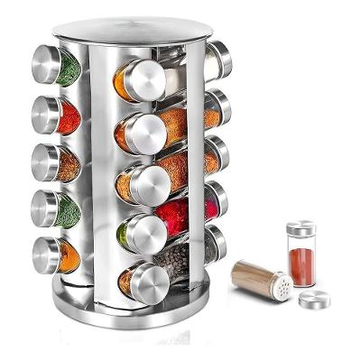 Porta Temperos Giratório Com 20 Potes Em Aço Inox E Vidro – Organização E Elegância Na Cozinha