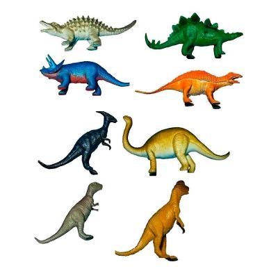 Conjunto 8 Dinossauros Brinquedo Criança Emborrachado - Coleção De Mini Dinossauros 8 Peças Coloridas