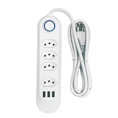 Filtro De Linha Extensão Elétrica 4 Tomadas 2m Bivolt - Filtro De Linha Inteligente Com Proteção Contra Surtos E 3 Usb