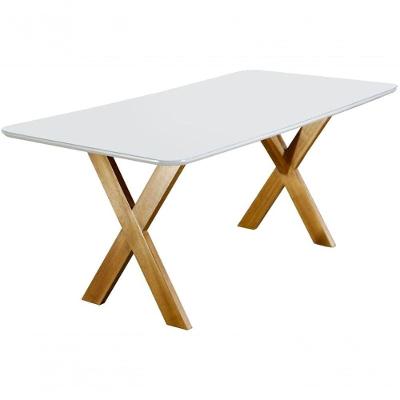 Mesa De Jantar Com Vidro Madeira Maciça - Munique-1,60x0,90m - Móveis Mundial