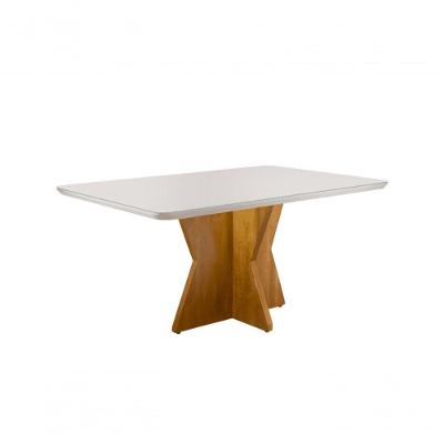 Mesa De Jantar Moderna Com Vidro - Cristal-1,60x0,90m - Móveis Mundial