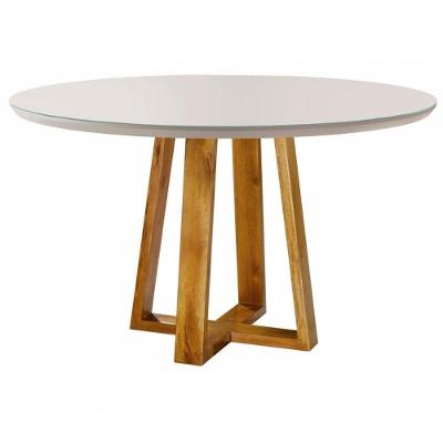 Mesa De Jantar Redonda Com Vidro 1,20m - Natalle - Móveis Mundial