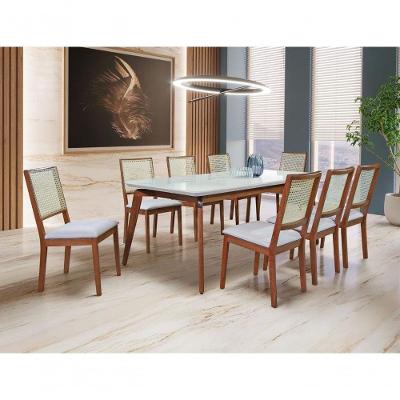 Sala De Jantar Completa Madeira Maciça Com 8 Cadeiras 2,0x1,0m - Jade - Art Salas