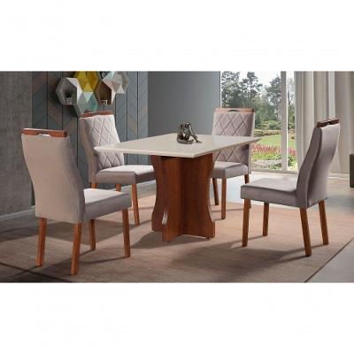 Sala De Jantar Maciça 4 Cadeiras 90x90 Bella Art Salas