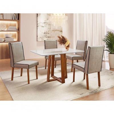 Sala De Jantar Madeira Maciça 1,20x0,80 Com 4 Cadeiras - Pedro - Art Salas