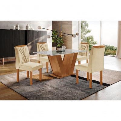 Sala De Jantar 4 Cad Vidro 1,2x0,8m - Paris - Sky Móveis