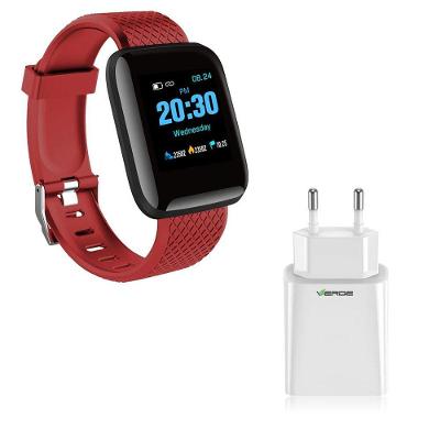 Kit 1 Smartwatch D13 Vermelho + 1 Base de Carregador