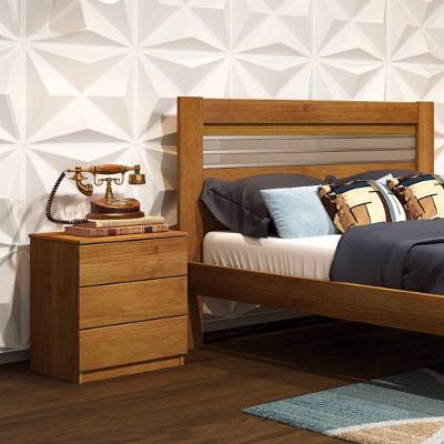 Mesa De Cabeceira 3 Gavetas Corrediças Telescópicas - Veronna-cinamomo - Tcil Móveis