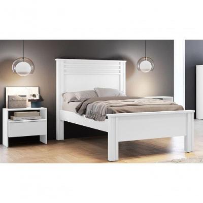 Cama Solteiro Com Painel Ripado Rivera-branco Novo Horizonte