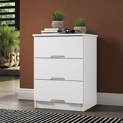 Mesa De Cabeceira 3 Gavetas - Londres-branco - Móveis Europa