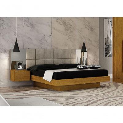 Cama Casal Com Espelho Painel Estofado - Braga - Leifer Móveis