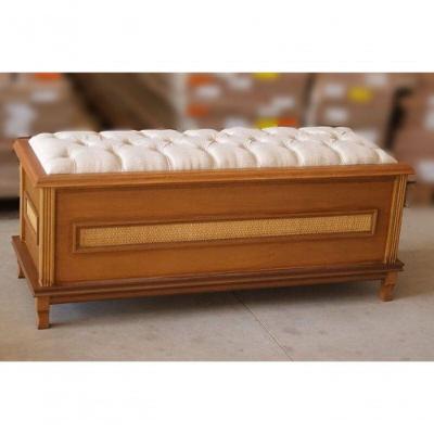 Baú Para Quarto De Casal Estofado 1,40m - Athenas Montanhês