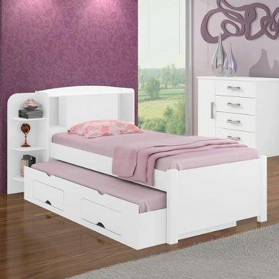 Cama Solteiro Com Cama Auxiliar - Milênio Plus-branco D'doro