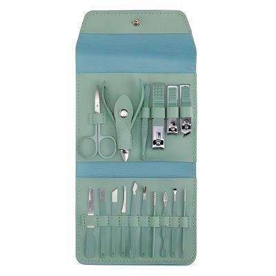 Kit Manicure E Pedicure 16 Peças Portátil – Estojo Slim Em Couro Pu Para Unhas, Cutículas E Cuidados Pessoais