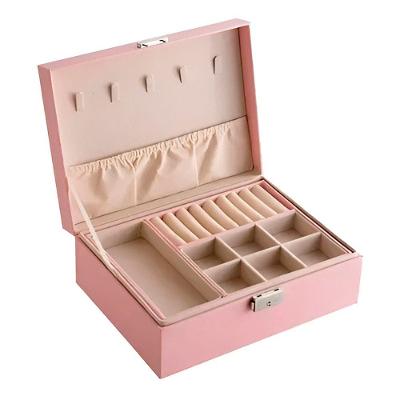 Maleta Porta Joia Organizadora Caixa Fechadura Elegante rosa