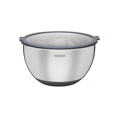Bowl Tramontina Cucina Em Aço Inox Com Tampa Plástica 22 Cm 3 Litros