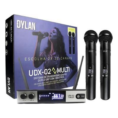 Microfone Sem Fio Uhf Duplo De Mão Udx-02 Display D Dylan
