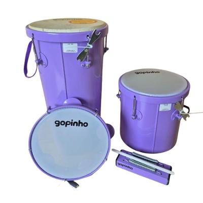 Kit Percussão Infantil Pandeiro 8 + Rebolo Reco E Repique Lilás