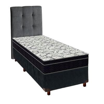 Box Cinza + Colchão Solteiro Airtech 150 Ortobom + Cabeceira Alice