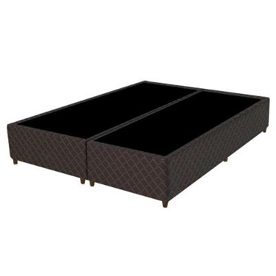 Base Para Cama Box Casal Queen Size Bipartido 158cm Poliéster Bordado Flora Marrom - Gazin
