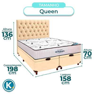 Box Bau Blindado+colchão Queen High Foam Ortobom+cabeceira