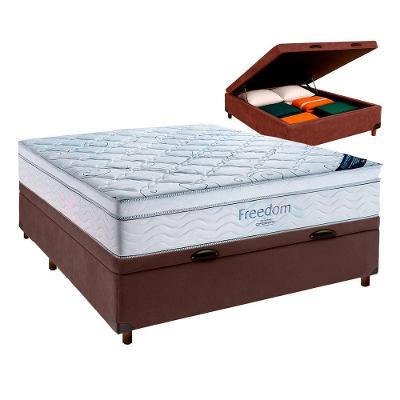 Box Bau Blindado Marrom + Colchão Casal Freedom Ortobom