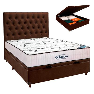 Box Bau Blindado+colchão Casal High Foam Ortobom+cabeceira