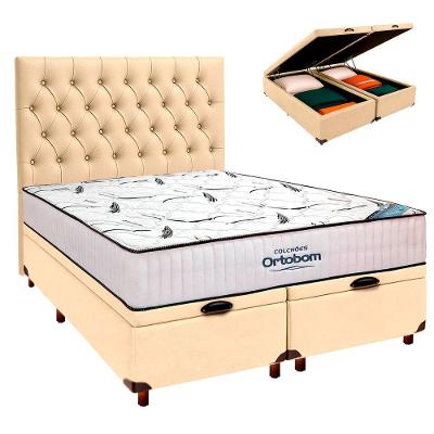 Box Bau Begetiza Com Colchão Casal High Foam Ortobom+cabeceira