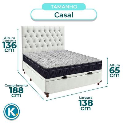 Box Bau Branco Com Colchão Casal Airtech 150 Ortobom E Cabeceira