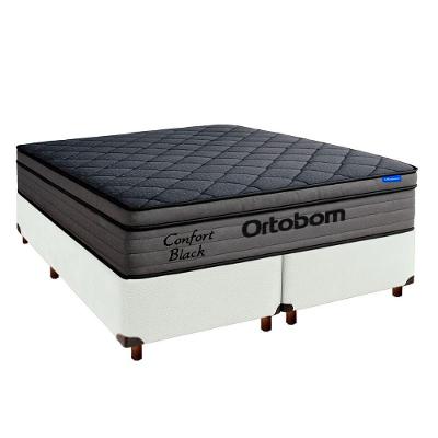 Cama Box Branco+colchão King Confort Black Espuma Ortobom
