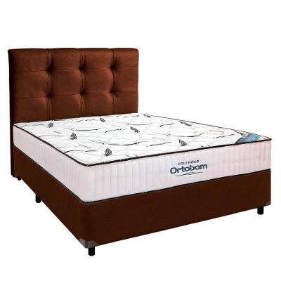Cama Box Marrom+colchão Casal High Foam Ortobom Com Cabeceira