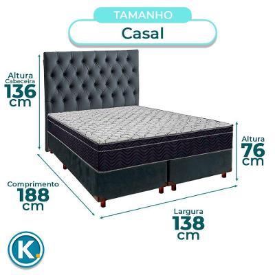 Cama Box Cinza Com Colchão Casal Airtech 150 Ortobom E Cabeceira Luna