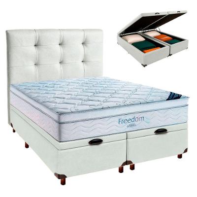 Cama Box Bau Branco Com Colchão Casal Freedom Ortobom+cabeceira