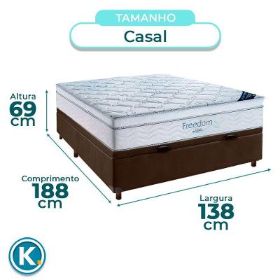 Cama Box Bau Marrom Com Colchão Casal Freedom Ortobom