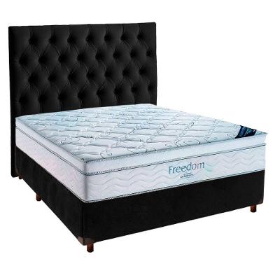 Cama Box Preto E Colchão Casal Freedom Ortobom E Cabeceira