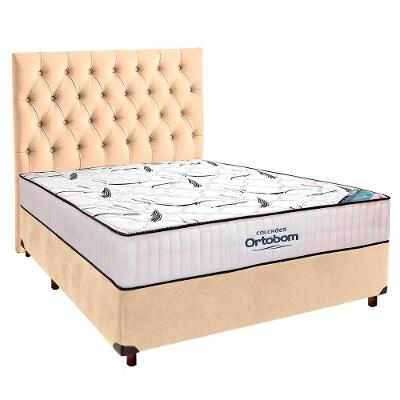 Cama Box Perola+colchão Casal High Foam Ortobom E Cabeceira