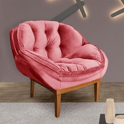 Poltrona Decorativa Marcela Veludo Rosa